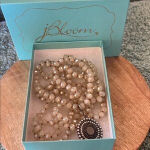 J Bloom 32” long iridescent beaded necklace NIB